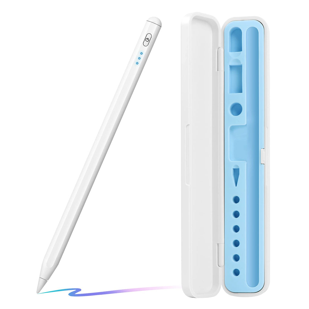 [Australia - AusPower] - Stylus Pen for iPad with Palm Rejection - The Latest in 2021- PIMOFEE Smart Touch Upgraded Power Display Magnetic Function Pencil for Apple iPad Pro 2020/2018, iPad 8/7/6, Air 4/3, Mini 5 (White) white 