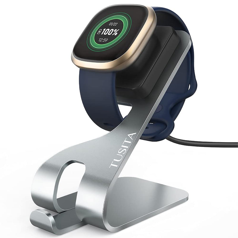 [Australia - AusPower] - TUSITA Charger Stand Compatible with Fitbit Versa 3, Sense (NOT Work with Fitbit Versa 1, Versa 2, Versa Lite) - USB Aluminum Charging Dock 5ft 150cm - Smartwatch Accessories 