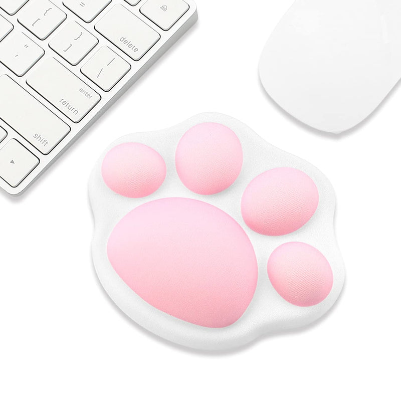 [Australia - AusPower] - ProElife Cute Mouse Wrist Support Pad Cat Paw Pattern, Comfortable Soft Wrist Rest Hand Pillow Relief Hand’s Pain with Non-Slip Rubber Base 4.3'' x 3.7'' for Home, Office Computer Laptop (White) White 