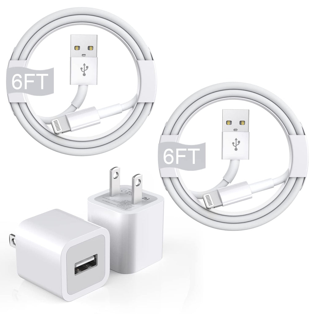 [Australia - AusPower] - iPhone Charger Cube, 6FT 2Pack [Apple MFi Certified] Rapid Lightning Cable Cord with 2Pack iPhone Quick Charging Box USB Wall Adapter for iPhone 6/7/8 Plus/13/12/11/11 Pro/Pro Max/SE 2020/Xs/XS Max/XR 