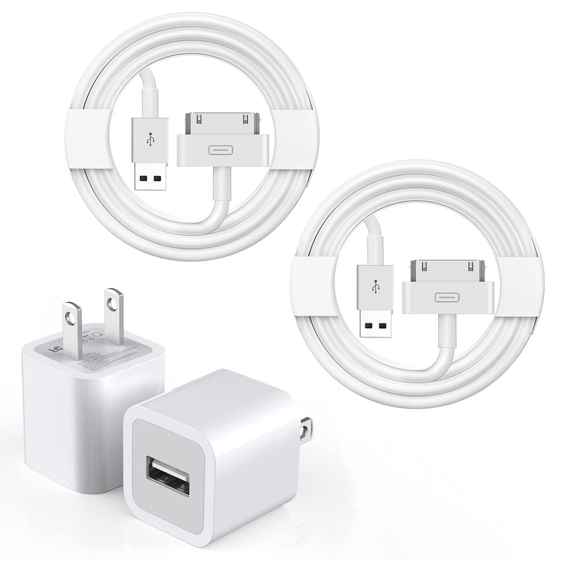 [Australia - AusPower] - Old iPad Charger, iPhone 4 Charger, 5W USB Power Adapter with 3FT 30-Pin to USB Charging Cable iPad Charger Cord Compatible with iPad 1/2/3, iPhone 4/4S/3/3S, iPod Nano, iPod Touch (2Pack) 