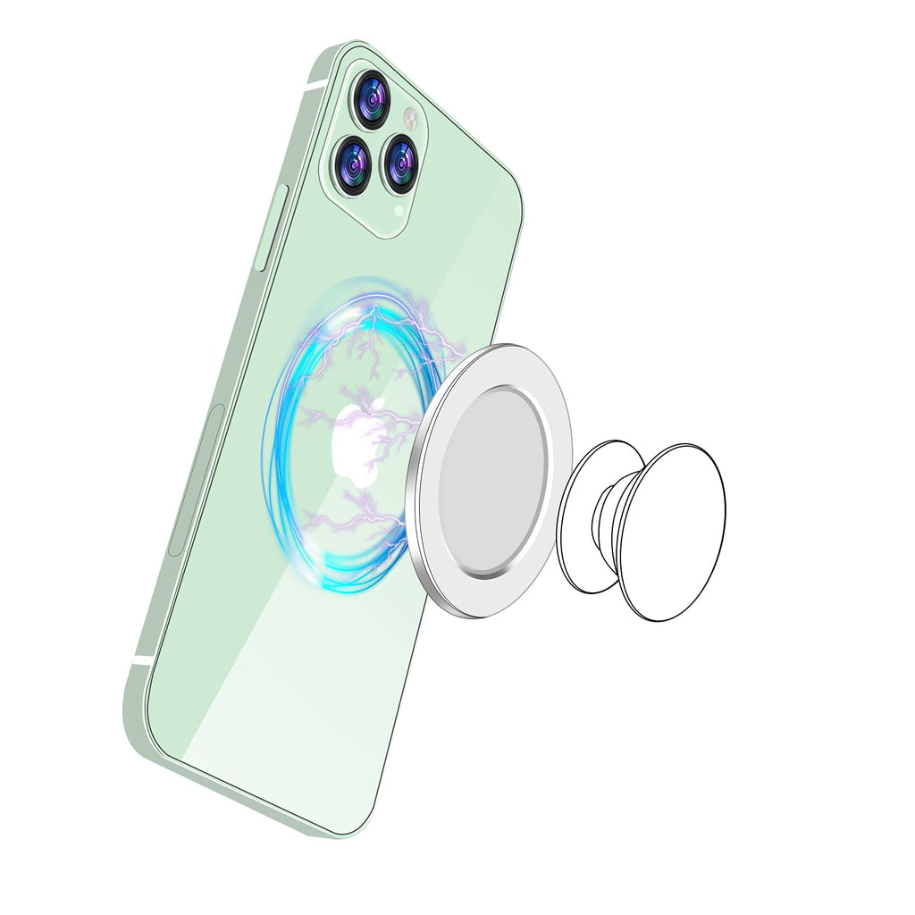 [Australia - AusPower] - Removable Magnetic Phone Ring Holder Base, Compatible with iPhone13/iphone 12/12 Pro/12 Pro Max/12 Mini and Magsafe Case,Wireless Charging Compatiable(Phone Ring Holder Not Included) Sliver 