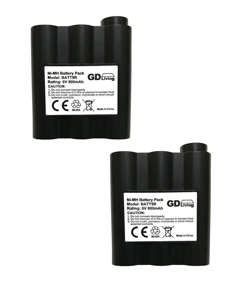 [Australia - AusPower] - 2 Pack of 'GD Living' Replacement Battery for Midland BATT5R, GXT325, GXT400, GXT450, GXT550, GXT600, GXT650, GXT750, GXT756, GXT757, GXT850VP4, GXT900, GXT950, GXT650VP1, GXT1000, GXT1050, BATT-5R 