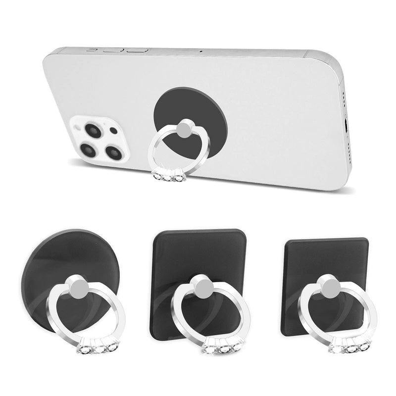 [Australia - AusPower] - (3 Pack) Naiadiy Cell Phone Ring Holder Stand, 360 Degree Rotation Diamond Finger Grip (Black) Black 