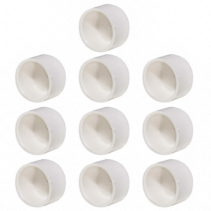 [Australia - AusPower] - FangKingNo 10pcs 1/2" White PVC Pipe End Cap Plug Adapter Pipe Fittings Slip (Socket) SCH40 Easy to Install, and High Tensile for Home or Industrial Use -10 Pack (0.5 Inch) 0.5 Inch 