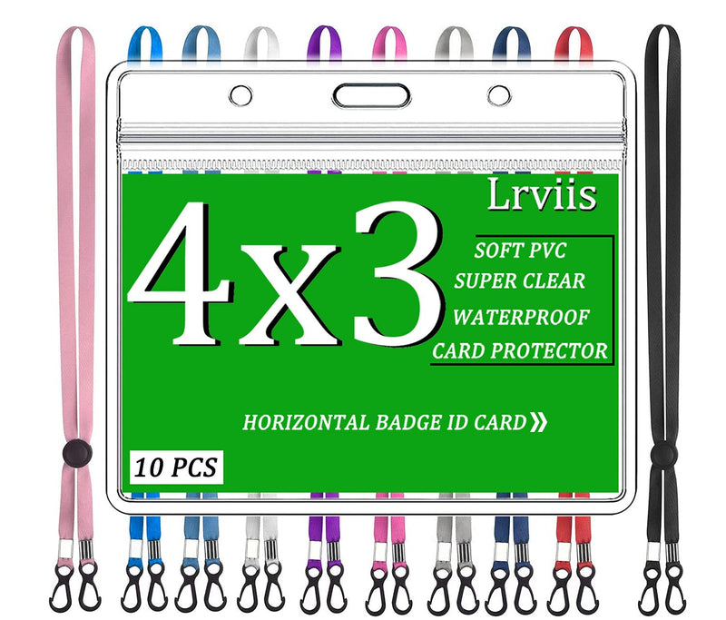 [Australia - AusPower] - 4x3 Protector Card Protector，With Adjustable Length Lanyard，CDC Immunization Record Card Holder With Waterproof Resealable Zipper 10 Pack 4" X 3" 
