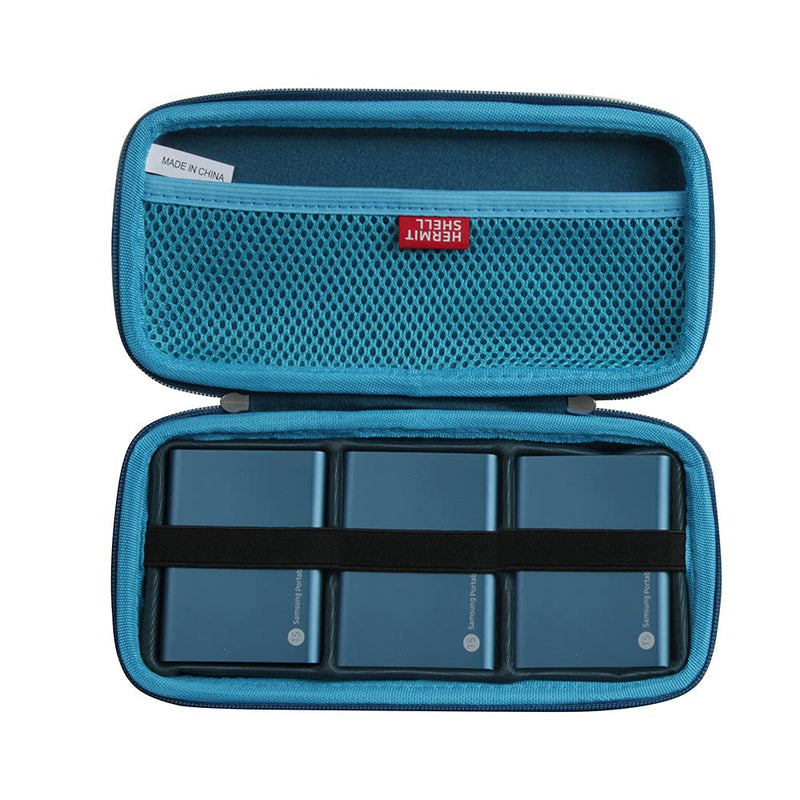 [Australia - AusPower] - Hermitshell Hard Travel Case for Samsung T5 Portable SSD 250GB 500GB 1TB 2TB USB 3.1 External Solid State Drive (Case for 3 Hard Drives, Dark Blue) Case for 3 hard drives 