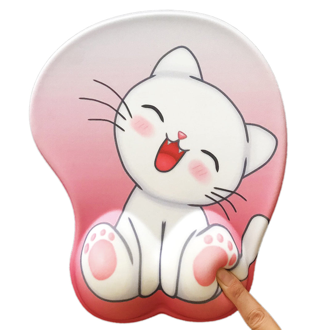 [Australia - AusPower] - 3D Mouse pad with Ergonomic Wrist Rest Support, Non-Slip Gel Anime Kawaii Cute Pink Mouse Pads, Wrist Pads, Pain Relief and Easy Typing, Notebook Computer Home Office Work and Study (Cat-Gradient ) Cat-gradient pink 