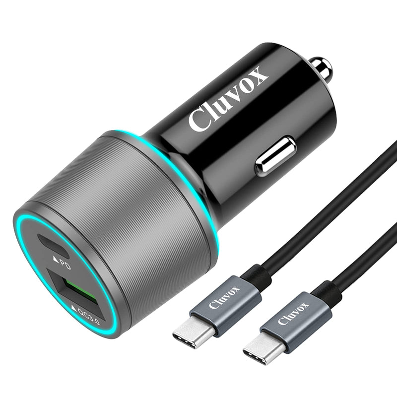 [Australia - AusPower] - 25W USB C Car Charger, Cluvox Super Fast Charging Car Adapter Compatible for Samsung Galaxy S22/S21 Plus/Ultra/S20 FE/S10E/S9/Note 20/10/9/8/iPad Pro/Air 4, Google Pixel, Automobile Charger–3FT Cord 