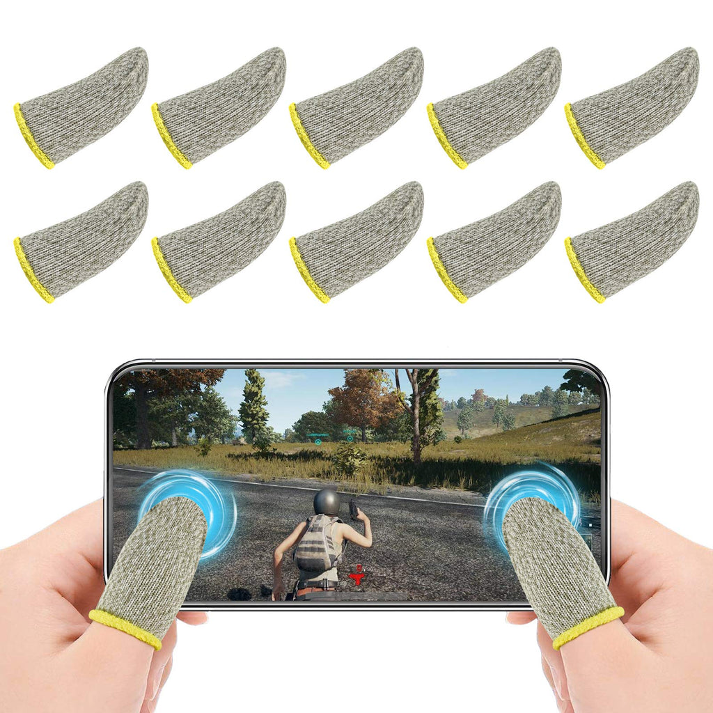 [Australia - AusPower] - Newseego Mobile Phone Game Finger Sleeve [10 Pack],Touch Screen Finger Sleeve Breathable Anti-Sweat Sensitive Shoot and Aim Keys for Rules of Survival/Knives Out for Android & iOS -Yellow 