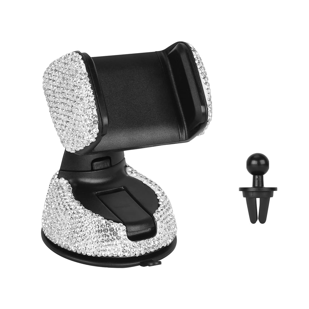 [Australia - AusPower] - Bling Car Mount Stand Phone Holder, Universal Crystal Rhinestone Cell Phone Holder 360° Adjustable Auto Phone Mount Car Accessories for Dashboard Windshield Air Vent Compatible with iPhone Android 