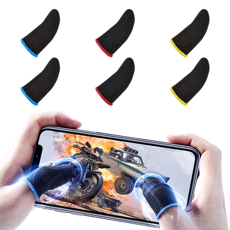 [Australia - AusPower] - Newseego Game Finger Sleeve Sets,[6 Pack] Mobile Finger Thumb Sleeve Touch Screen Finger Sleeve Breathable Anti-Sweat Sensitive Shoot & Aim Keys for Rules of Survival/Knives Out for Android & iOS 