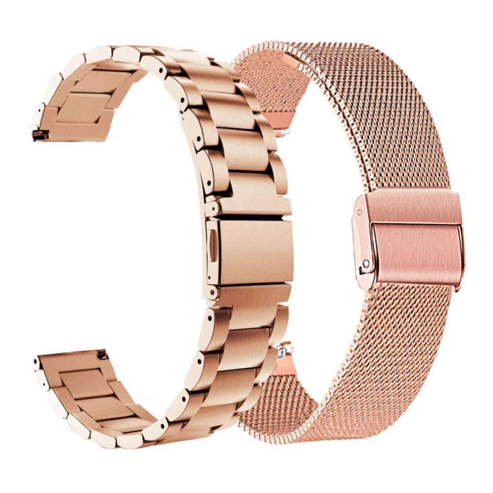 [Australia - AusPower] - ViCRiOR Bands Compatible with 19mm ID205L Veryfitpro SmartWatch Stainless Steel + Mesh Strap Bracelet Replacement Band for ID205L, ID205G ID205 ID205U ID205S, Rose Gold 
