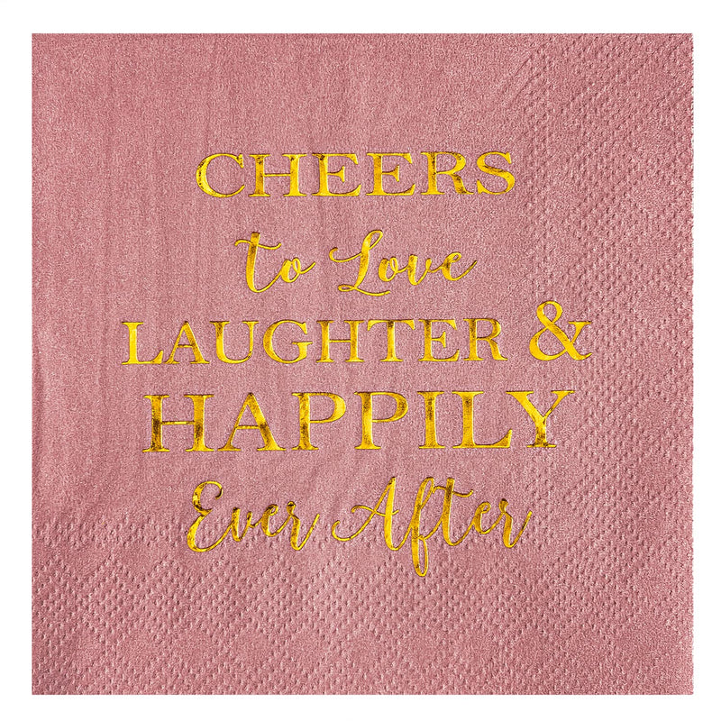 [Australia - AusPower] - Crisky Dusty Rose Bridal Shower Napkins Disposable Cocktail Napkins Gold Foil Beverage Desert Cake Napkins Engagement Party Decorations & Wedding Shower, Rehearsal Dinners Napkins [50 pcs, 3-ply] 