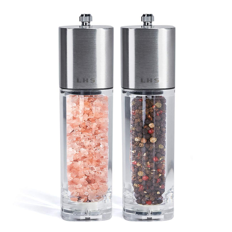 [Australia - AusPower] - Salt and Pepper Grinder Set of 2 Refillable Stainless Steel Salt Pepper Grinder with Adjustable Coarse Mills Salt and Pepper Shakers for Himalayan Or Sea Salts … Pepper included 