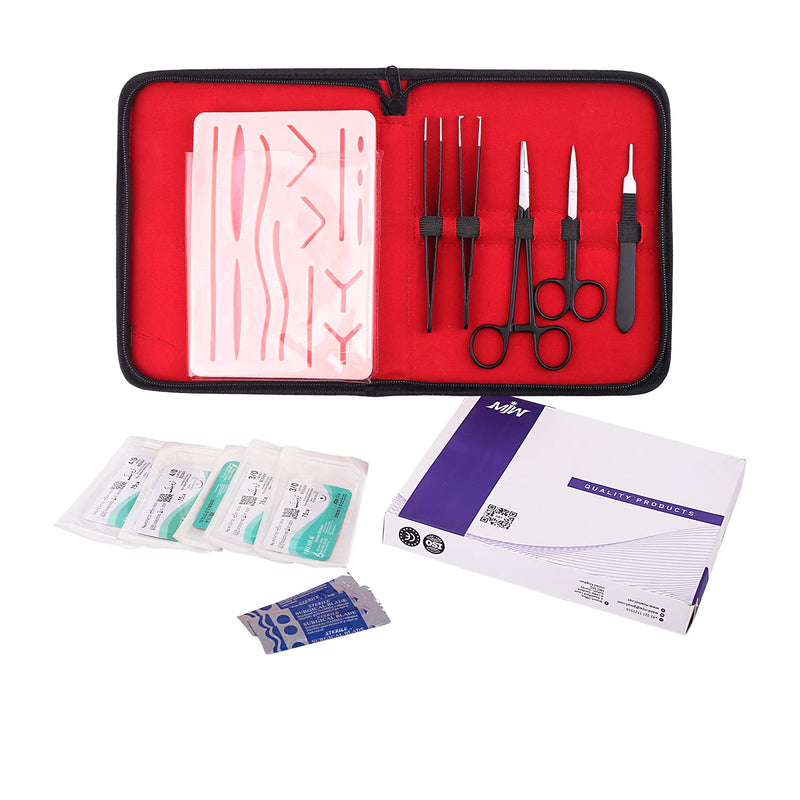 [Australia - AusPower] - Suture Practice Kit for Medical Student, Complete Suture Practice Kit, Suture Training Include Upgrade Suture Pad with 3 Layers and 14 Wounds with Silicone Suture Pad and Suture Tool kit, 