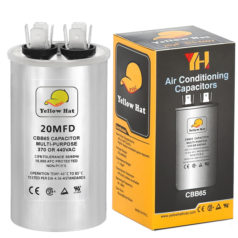 [Australia - AusPower] - Capacitor for Air Conditioner 20 uf MFD 370 or 440 Volt VAC, Multi-Purpose Round Capacitor-5 Year Warranty 20MFD 