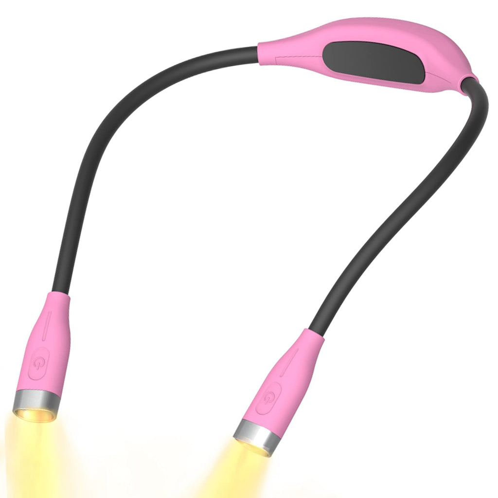 [Australia - AusPower] - AUGELUX LED Neck Reading Light for Books in Bed, Rechargeable Book Light for Reading, 3 Brightness Levels Reading Lamp, Lightweight, Long Lasting, Perfect for Reading, Knitting, Repairing(Pink) Pink 