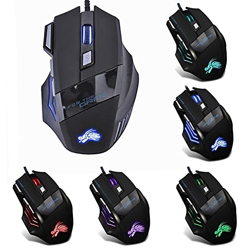 [Australia - AusPower] - 5500DPI USB Wired Gaming Mouse Adjustable 7 Buttons LED Backlit Professional Gamer Mice Ergonomic Computer Mouse for PC Laptop (C) C 