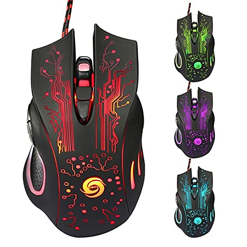 [Australia - AusPower] - 5500DPI USB Wired Gaming Mouse Adjustable 7 Buttons LED Backlit Professional Gamer Mice Ergonomic Computer Mouse for PC Laptop (A) A 