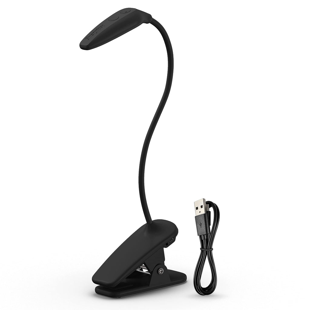 [Australia - AusPower] - Energizer Rechargeable LED Book Light, Clip On Reading Light with Adjustable Light Modes, USB Charging Cable Included, Pack of 1, Black 
