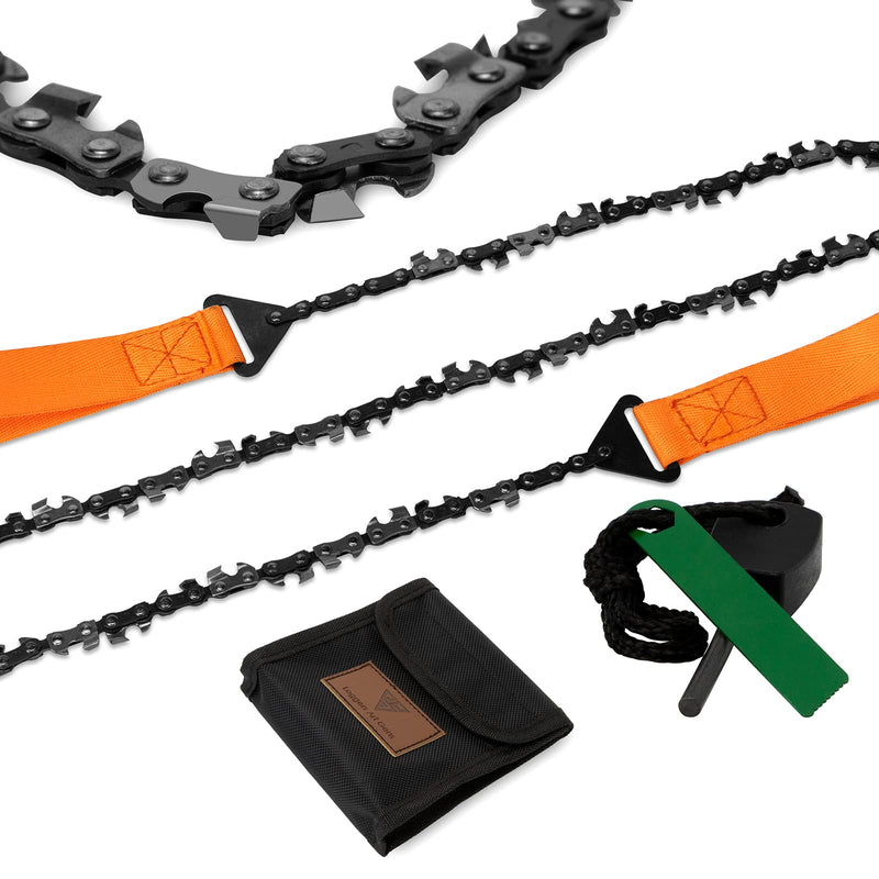 [Australia - AusPower] - Loggers Art Gens 24"-31"Two-sided Teeth Pocket Chain Saw & FREE Fire Starter,3X Faster with Cutting Blade ON Every Link,Best Compact Folding Hand Saw Tool for Survival Gear,Camping,Hunting b.24In Green 