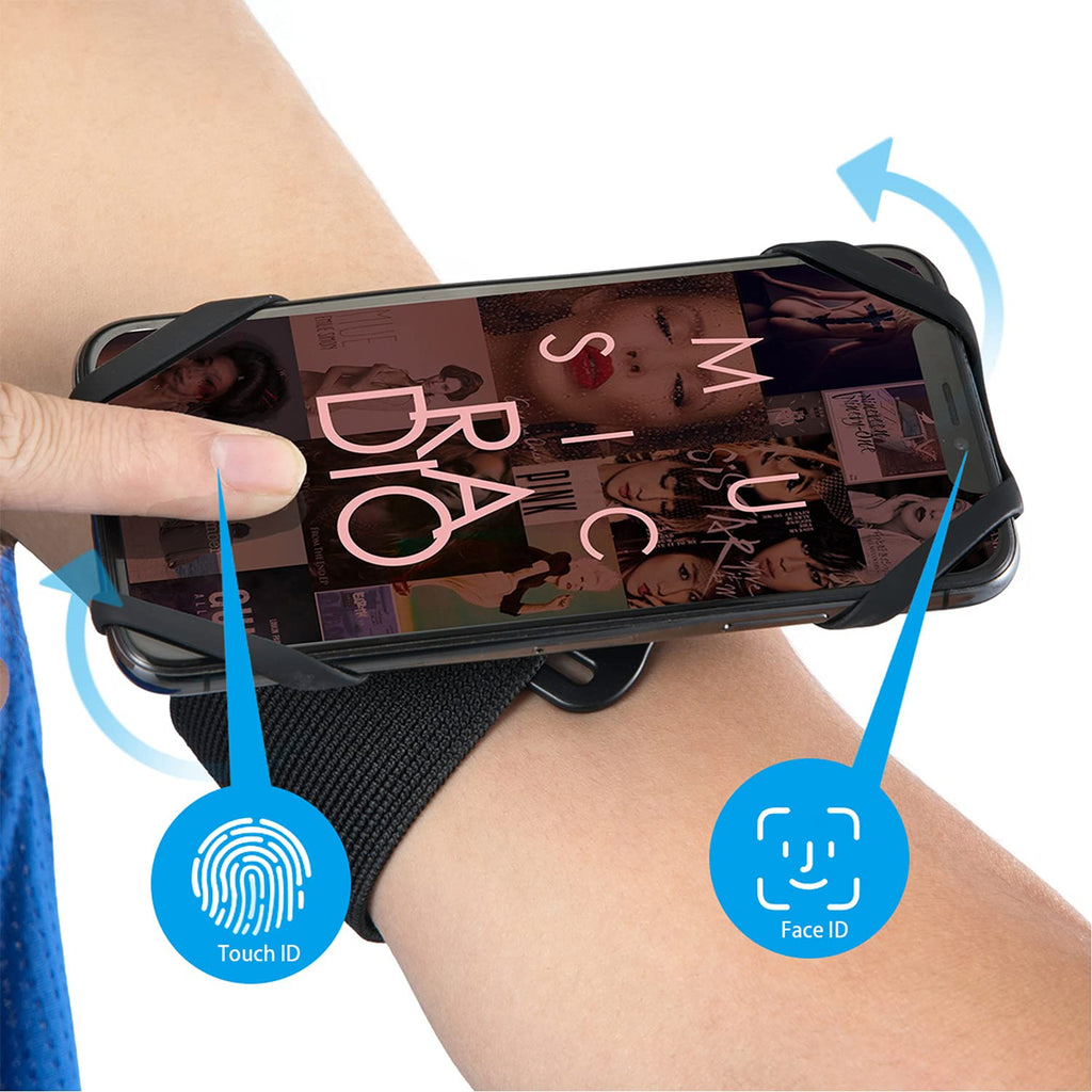 [Australia - AusPower] - Wristband Phone Holder， 360°Rotation with AirPods/AirPods Pro Holder Phone Armband for iPhone, Samsung, All Screen Friendly Fits All 4.5-7 Inch Smartphones for Running Biking 