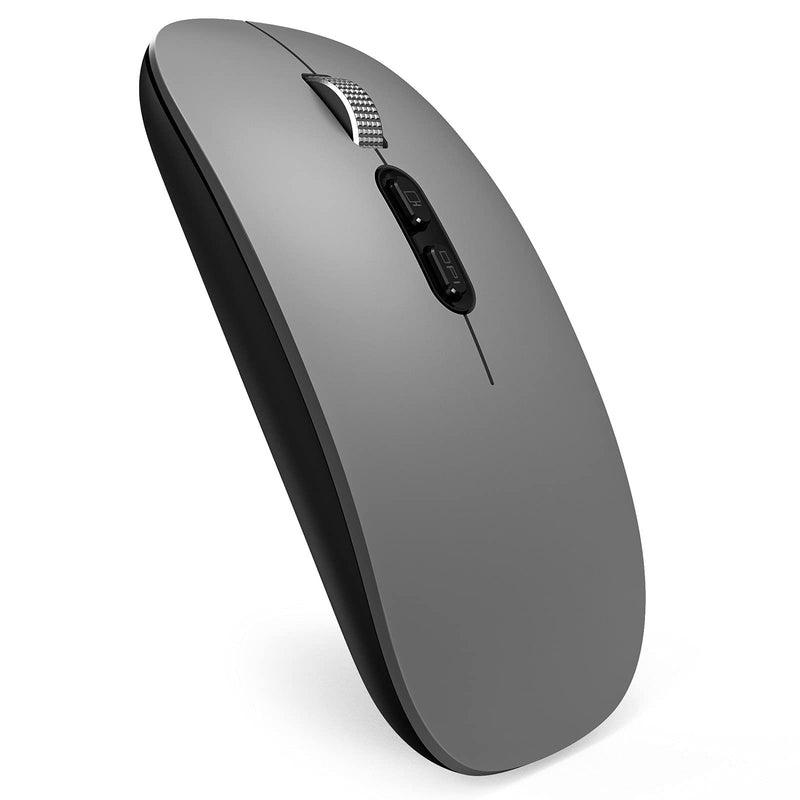 [Australia - AusPower] - Bluetooth Mouse, Akrobo Rechargeable Wireless Mouse with Dual Mode (Bluetooth 5.1 + 2.4G Wireless),Ergonomic Portable Silent Computer Mouse for Laptop Android Windows Mac iOS, Gray 