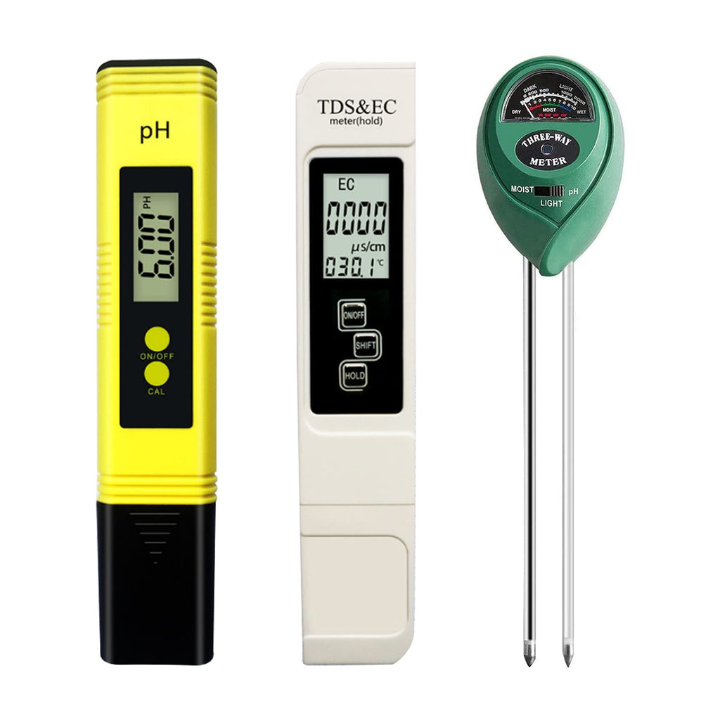 [Australia - AusPower] - Beqreuu PH Meter,soli ph Meter,TDS PPM Meter,PH Tester Digital soli and Plant Water 3 Pack,PH Pen Test kit 