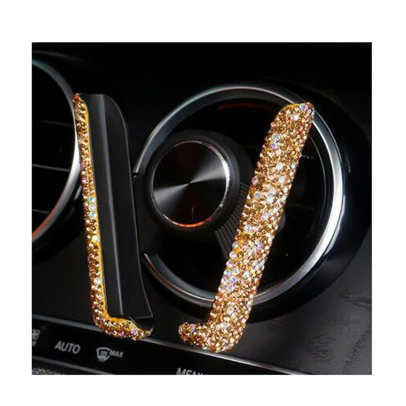 [Australia - AusPower] - CUKEYOUZ Bling Cell Phone Holder for Car,Car Dash Air Vent Automatic Phone Mount Universal 360°Adjustable Crystal Auto Car Stand Holder Car Accessories for Women and Girls Champagne 