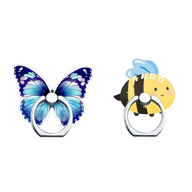 [Australia - AusPower] - Cell Phone Ring Holder Stand, 360 Degree Rotation Universal Finger Ring Kickstand Cute Butterfly and Bee Phone Ring Grip Compatible with iPhone, Samsung, LG, Sony, HTC and More 2 Pack Butterfly and Bee Phone Ring Stand 