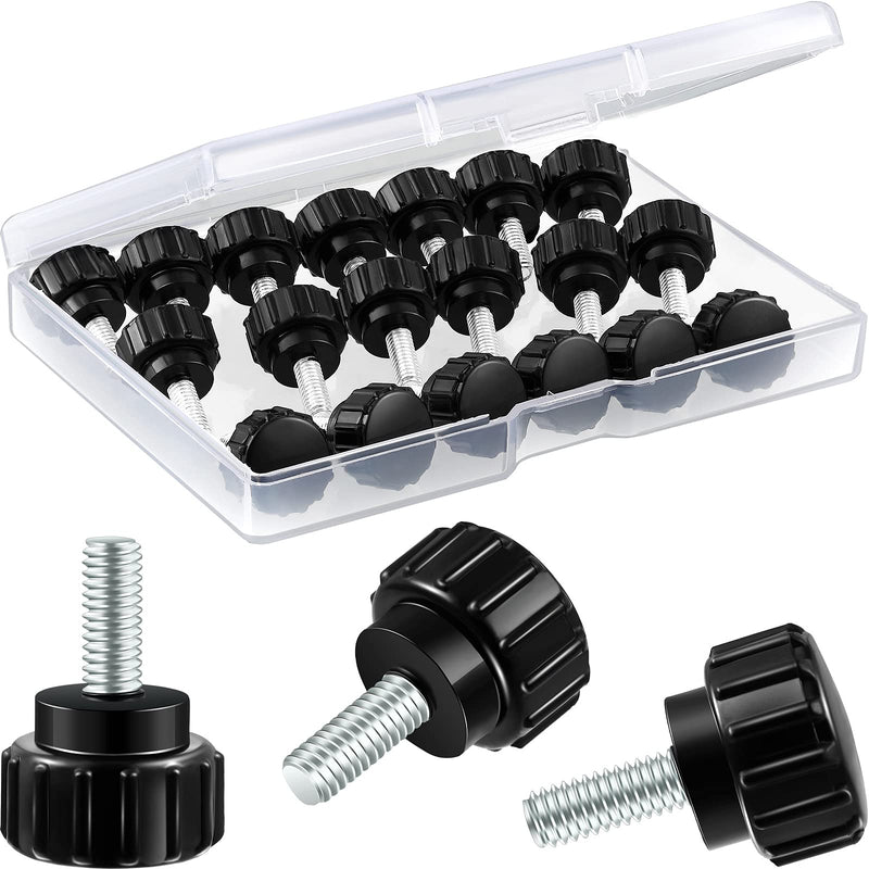 [Australia - AusPower] - Carbon Steel Threaded Knurled Thumbscrew Screw on Knobs Grips Black Round Clamping Screw, Black (20 Pieces,M4 x 10 mm) 20 M4 x 10 mm 