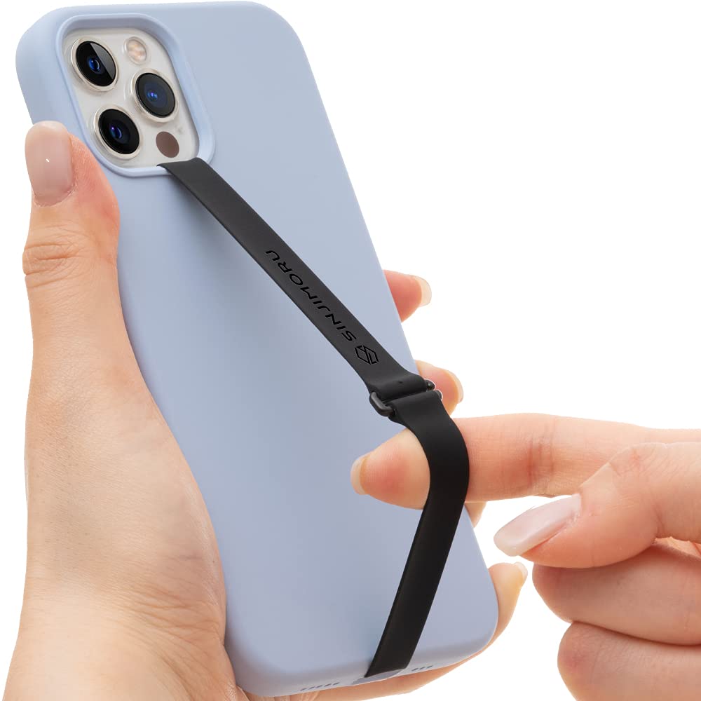 [Australia - AusPower] - Sinjimoru Stretching Silicone Phone Strap as Cell Phone Grip Holder, Reusable Slim Cell Phone Holder for Hand with Clip for Galaxy & iPhone Case. Sinji Loop Clip Black 210 