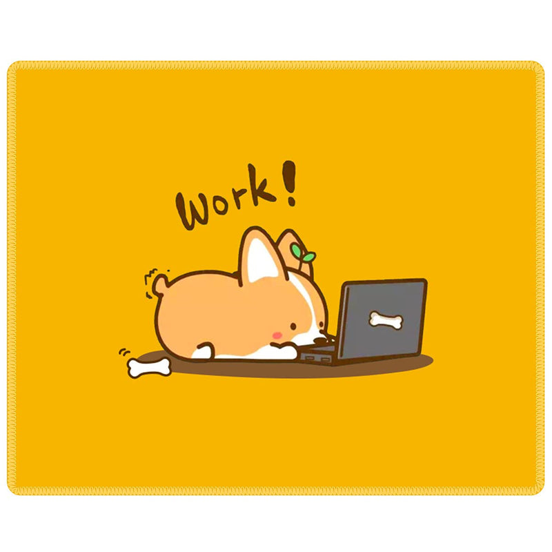 [Australia - AusPower] - Gaming Mouse Pad with Nonslip Rubber Base|Comfy, Foldable Mat for Desktop, Laptop, Keyboard, Rectangle Mouse Pad with High Resolution Enjoy Precise & Smooth Operating Experience by Qisan(Work Corgi) Yellow -Work Corgi(Rectangle standard) 