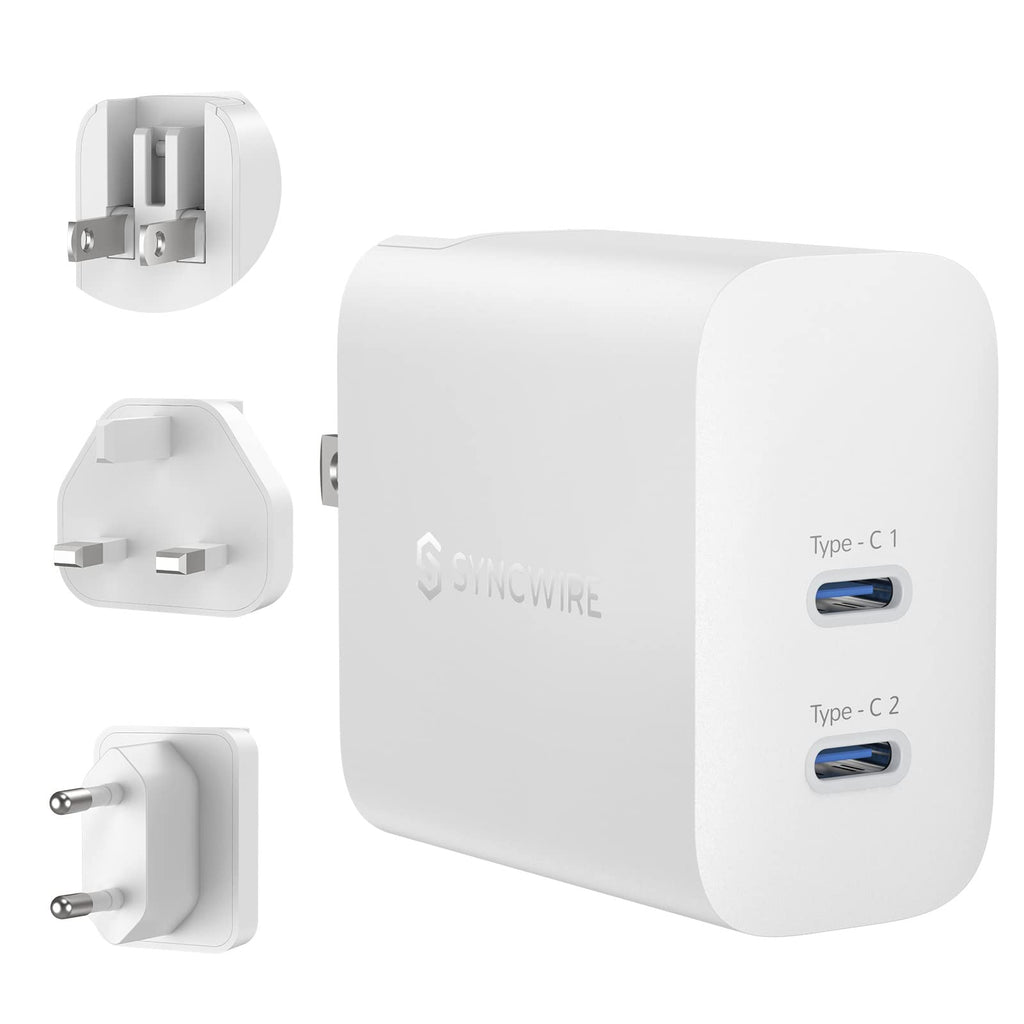 [Australia - AusPower] - USB C Wall Charger Syncwire 40W 2-Port PD 3.0 USB C Wall Charger Multiport USB Type C Foldable Fast Charger Power Delivery for iPhone 13/13 Pro Max/12 Pro, Pixel, Galaxy, iPad/iPad Mini and More 