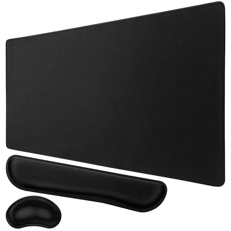 [Australia - AusPower] - Gaming Mouse Pad, Canjoy XXL Large Extended Mouse Pad, Keyboard Wrist Rest and Mouse Wrist Support Pad with Non-Slip Rubber Base for Gaming Office Home(Black) 