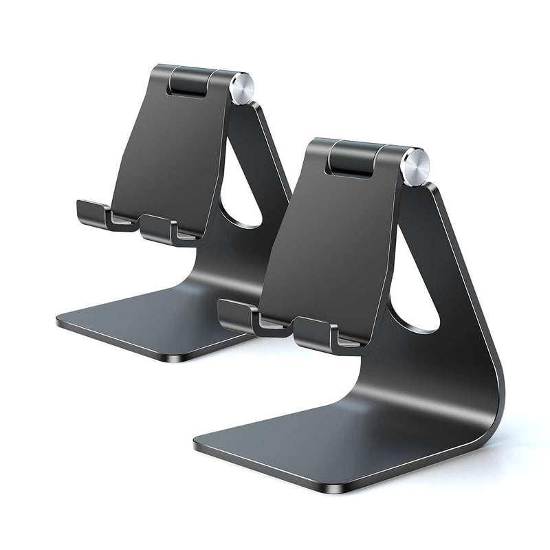 [Australia - AusPower] - eSamcore Cell Phone Stand - [2-Pack] Adjustable Phone Holder for Desk, Metal Phone Dock Desk Accessories for iPhone Samsung Galaxy and All Smartphone [Black] 