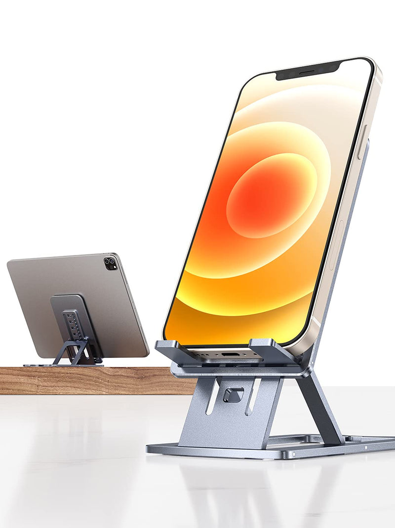 [Australia - AusPower] - Foldable Cell Phone Stand, [Sturdy Aluminum Metal] LISEN Adjustable Cell Phone Holder [Ultra Thin] Portable Stand for Desk Compatible with All Smartphones, Tablets 