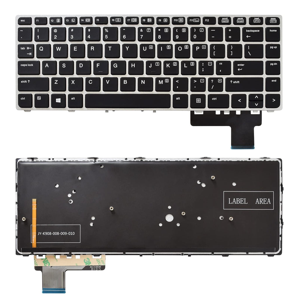 [Australia - AusPower] - SUNMALL Backlit Keyboard Replacement Compatible with HP Elitebook Folio 9470m 9480m Series Laptop with Silver Frame No Pointer US Layout 