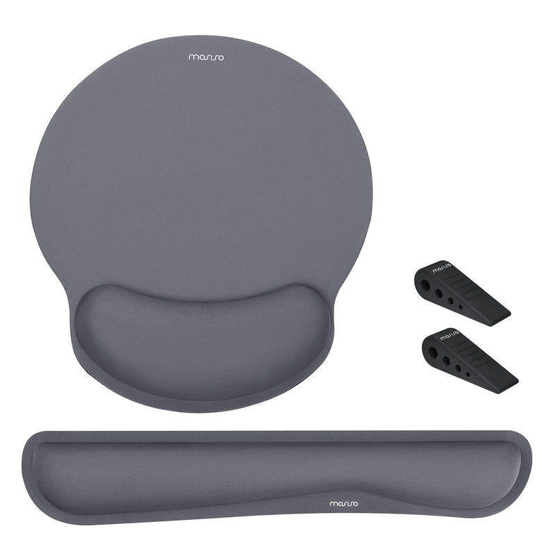 [Australia - AusPower] - MOSISO Wrist Rest Support for Mouse Pad & Keyboard, Ergonomic Mousepad Raised Memory Foam Set Non-Slip Base Home/Office Pain Relief & Easy Typing Neoprene Cloth Cushion with Laptop Stands, Space Gray 