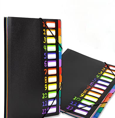 [Australia - AusPower] - Rainbow Color Classification File Manager, 12-Page Storage and Protection Folder, Office Folder, Student Test Paper Folder, Suitable for Office, Home and School 