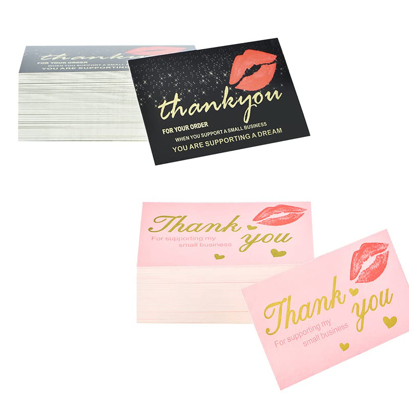 [Australia - AusPower] - 2 Pack for Supporting My Small Business Card, Elegant Floral Design (3.5 x 2 Inches - 120 Business Cards) for Online, Retail Store, Handmade Goods, Customer Package Inserts pink12 