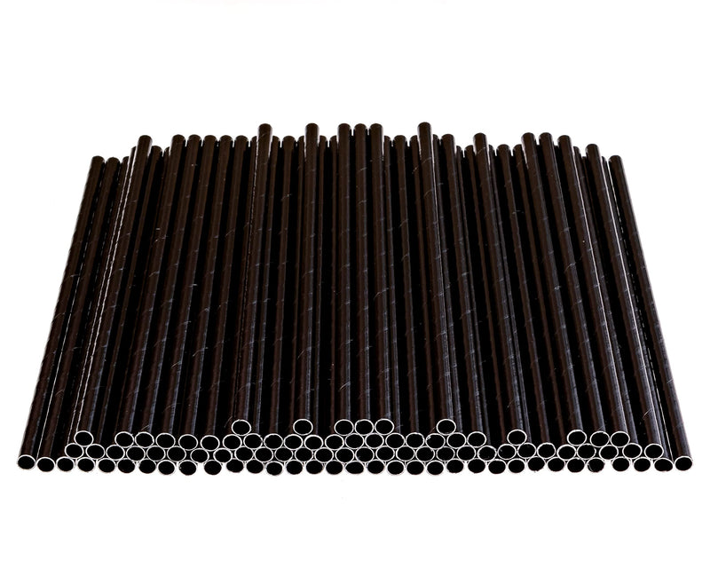 [Australia - AusPower] - Black Paper Straws - WATERPROOF Paper Drinking Straws - Biodegradable Compostable Eco Friendly Disposable Plasticless Non Plastic Straw For Kids, Party, Wedding (100-Pack, Black) 100-Pack 