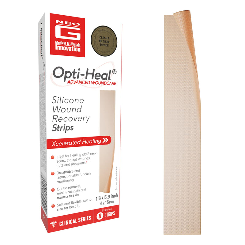 [Australia - AusPower] - Neo G Opti-Heal Wound Recovery Silicone Scar Strips for Surgical Scars, C Section, Burn, Acne, Keloid Treatment - Medical Silicone Scar Sheets - New and Old Scar Treatment - 1.6 x 5.9 inch - 6 Strips 