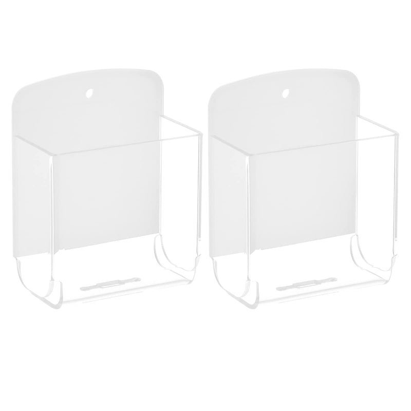 [Australia - AusPower] - Cosmos Pack of 2 Acrylic Remote Control Holder Adhesive Wall Mount Phone Holder Wall Mount Organizer Media Storage Box Phone Charging Storage Box for Home Office Living Room Bedroom (Transparent) Transparent Clear 