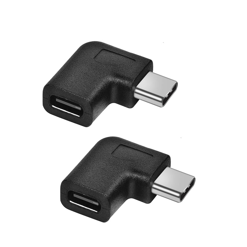 [Australia - AusPower] - 90 Degree USB-C Type C Male to Female Adapter,USB C 90 Angle Adapter , Right & Left Angled USB-C USB 3.1 Type-C Extension for Laptop & Tablet & Phone [2 Pack Black] 