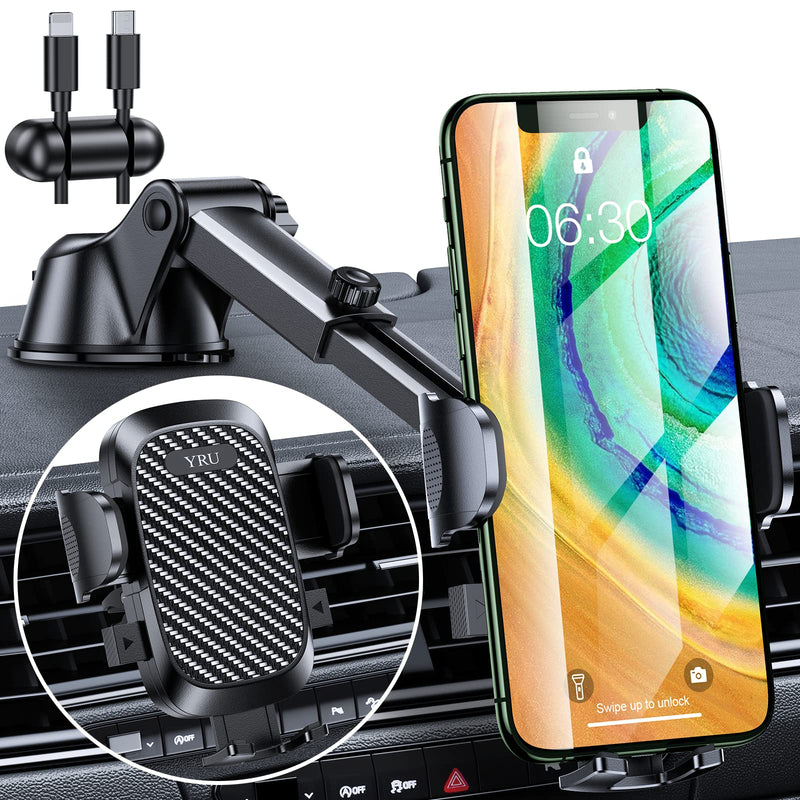 [Australia - AusPower] - [2022 New Upgraded] YRU Phone Holder Car [80 LBS Powerful Suction Cup] [Ultra Durable] [Big Phone/Thick Case Friendly] Car Cell Phone Holder Mount for Dashboard etc. for iPhone 13 Pro Max 12 11 etc. 