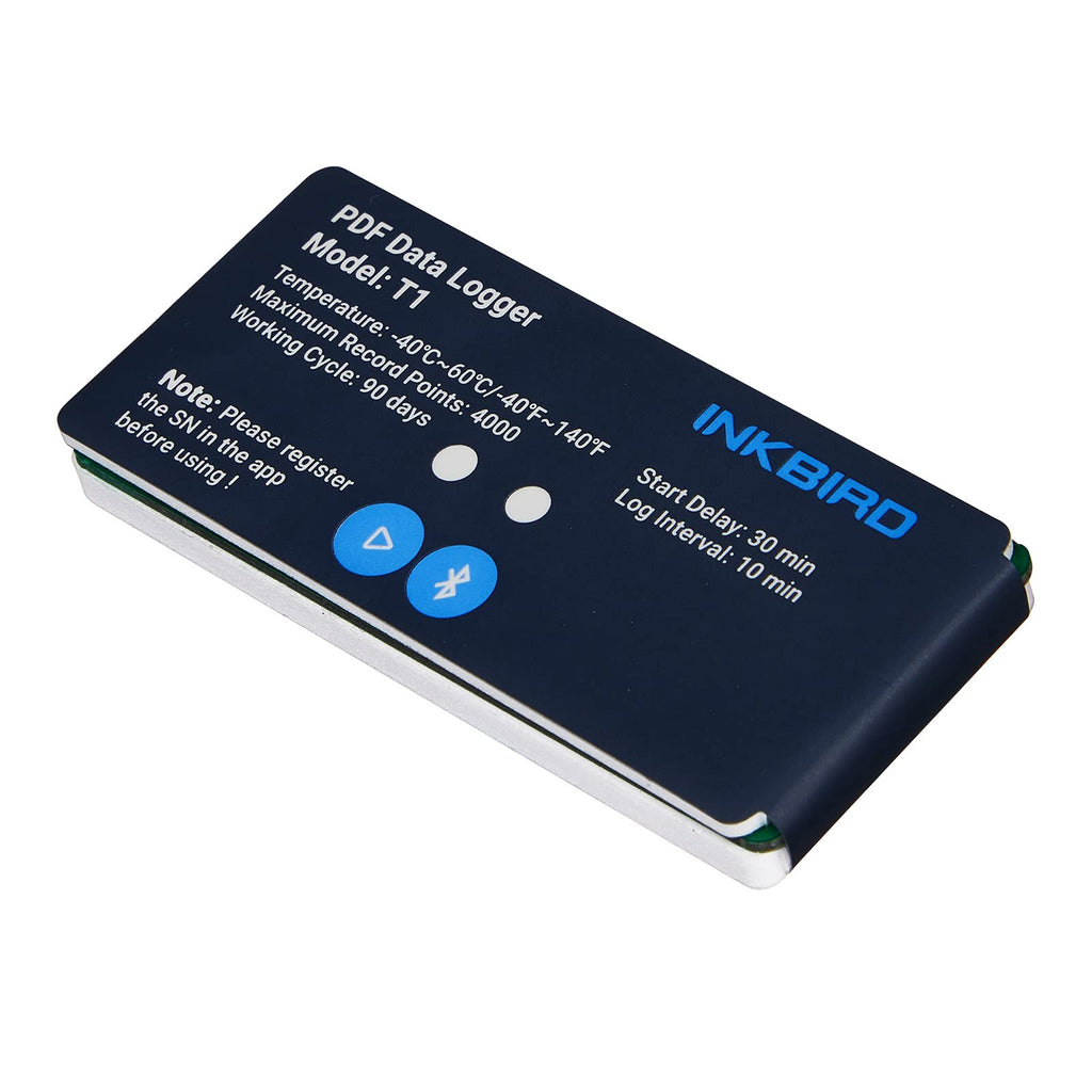 [Australia - AusPower] - Inkbird T1 Temperature Data Logger for Cold Chain, 4000 Points Records up to 90 Days Single-Use Temperature Logger, IP67 Waterproof, Exported PDF via Bluetooth (1 Pack) 1 