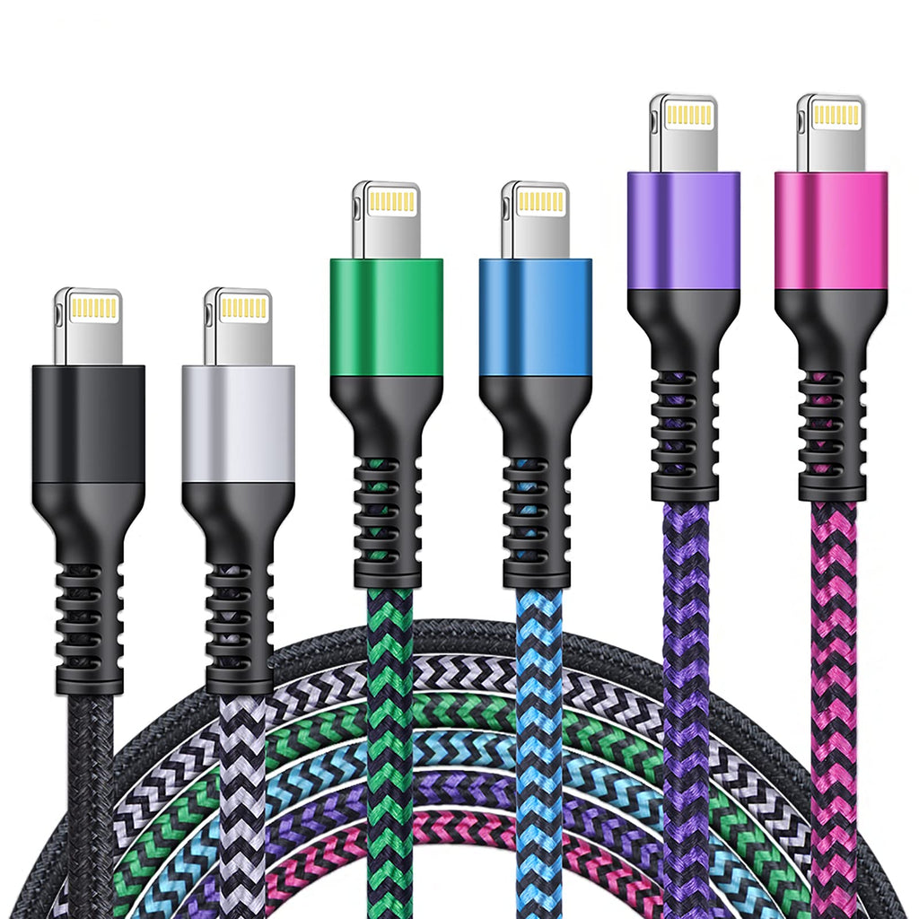 [Australia - AusPower] - iPhone Charger [6ft 6Pack] Apple Certified Lightning Cable Fast Charging Nylon Braided Phone Charger Cord for iPhone 13 12 Pro Max 11 Pro Xr Xs Max 10 8 Plus 7 6 6s 5c, SE 2020, Data Line Power Wire 6Pack- Blue, Purple, Pink, Green, White, Black 