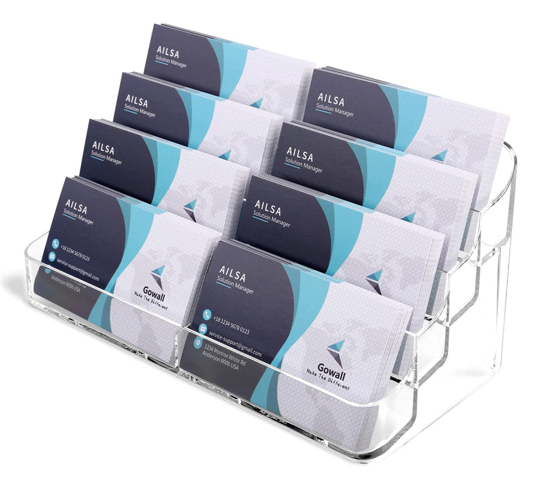 [Australia - AusPower] - Gowall Business Card Holder, 8 Pocket Acrylic Business Card Holder for Desk Clear Business Card Stand Desktop Business Card Holders Plastic Business Card Display for Exhibition, Home and Office 1 